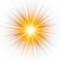 Radiant golden sunburst with streaking light rays on a white background