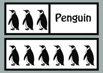 Obraz premium Collection of Penguin Silhouettes and the Word Penguin penguins bird