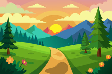 Obraz premium landscape with mountains and forest