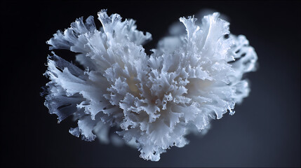 Intricate white crystalline structure with delicate frilled edges abstract macro