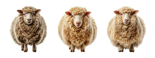 Cute Sheep with Fluffy Wool on Transparent Background for Design Use