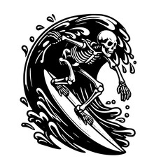 Skeleton surfing a big wave