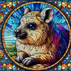 바위너구리, 스테인드 글라스 기법 일러스트, jpeg (Hyrax, Stained Glass Techniques Design Illustration, jpeg)
