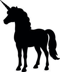 Black unicorn silhouette on white background © Collect Silhouettes