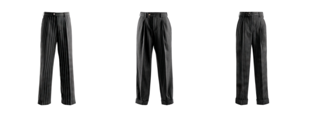 Stylish Black Striped Trousers on Transparent Background