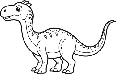 Fototapeta premium Hand drawn Dinosaur Coloring Page with Bus Line Artwork