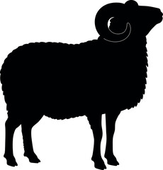 Ram silhouette majestic horned sheep profile