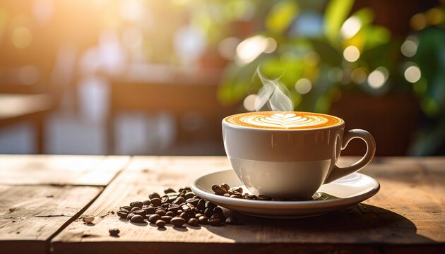 Aromatic Latte Art: Indulge in the perfect cup of coffee, a moment of serenity amidst nature's embrace.
