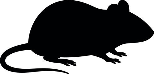 Black mouse silhouette isolated on white background