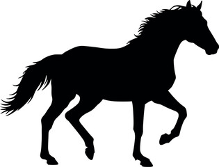 Black horse silhouette galloping