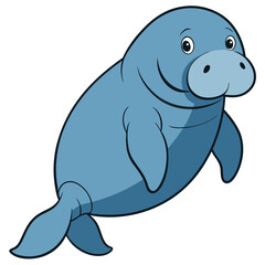 Cute baby elephant and shark cartoon playing in water with other wild animals