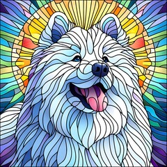사모예드, 스테인드 글라스 기법 일러스트, jpeg (Samoyed, Stained Glass Techniques Design Illustration, jpeg)