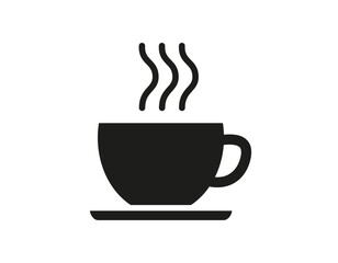 Tea cup icon. Vector illustration of black tea cup isolated on white background.