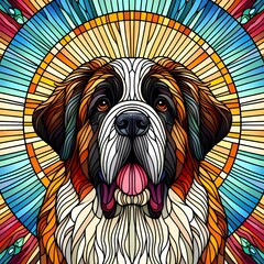 바셋 하운드, 스테인드 글라스 기법 일러스트, jpeg (Basset Hound, Stained Glass Techniques Design Illustration, jpeg)