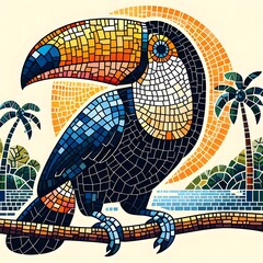 왕부리새, 모자이크 기법 일러스트, jpeg (toucan, Mosaic Techniques Design Illustration, jpeg)