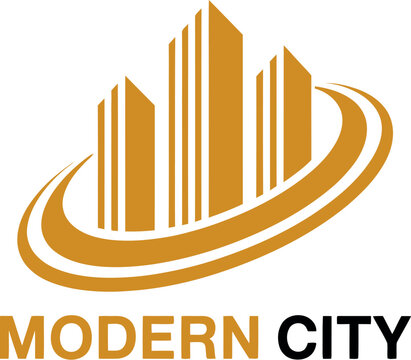 Modern city skyline logo design for real estate and construction company branding vector illustartion