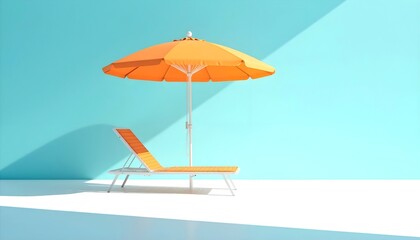Sun Geometry: Bold Orange Lounger Under Minimal Summer Sky
