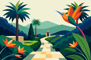 tropical island with palm trees