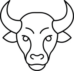buffalo head icon outline vector illustration on transparent background