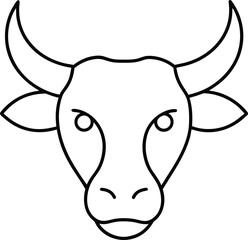 bull head icon outline vector illustration on transparent background