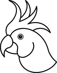 cockatoo head icon outline vector illustration on transparent background