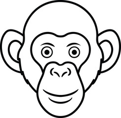 chimpanzee head icon outline vector illustration on transparent background