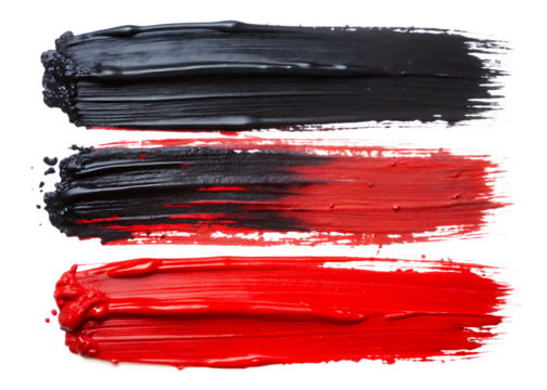 set of black and red paint smear isolated on white background PNG.AI.Generated.