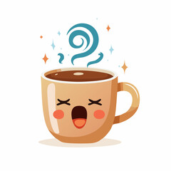 Joyful Coffee Cup: A whimsical illustration of a cheerful coffee cup, emanating delightful steam and radiating a sense of warmth. 