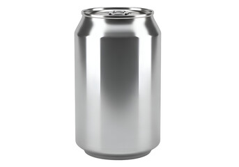 Shiny metallic beverage can against a black background.