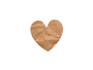 Fototapeta premium crumpled brown paper heart cutout PNG