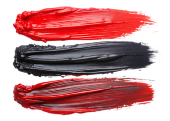 set of black and red paint smear isolated on white background PNG.AI.Generated.