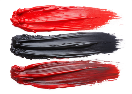 set of black and red paint smear isolated on white background PNG.AI.Generated.