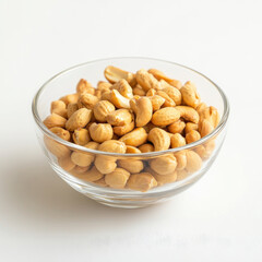 A small glass bowl of peanuts for beverage