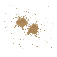 coffee splat stains on white background, dirty kitchen countertop with stains 