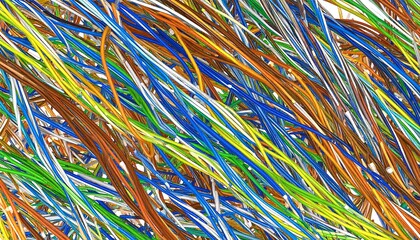 Abstract tangle of colorful wires