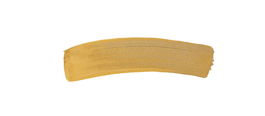 thick golden paint brush stroke on white background PNG