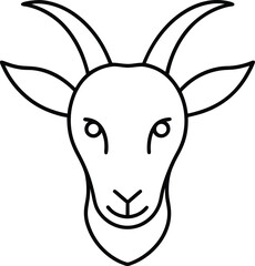 goat head icon outline vector illustration on transparent background