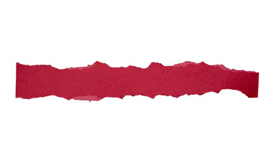 bright red strip of torn paper on white background 