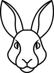 hare head icon outline vector illustration on transparent background