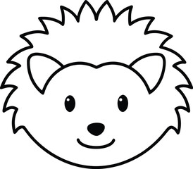 hedgehog head icon outline vector illustration on transparent background