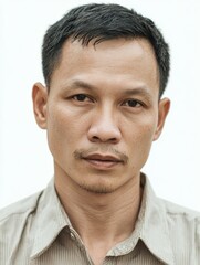 Fototapeta premium Medium shot portrait photography of a Vietnamese man in his 30s against a white background