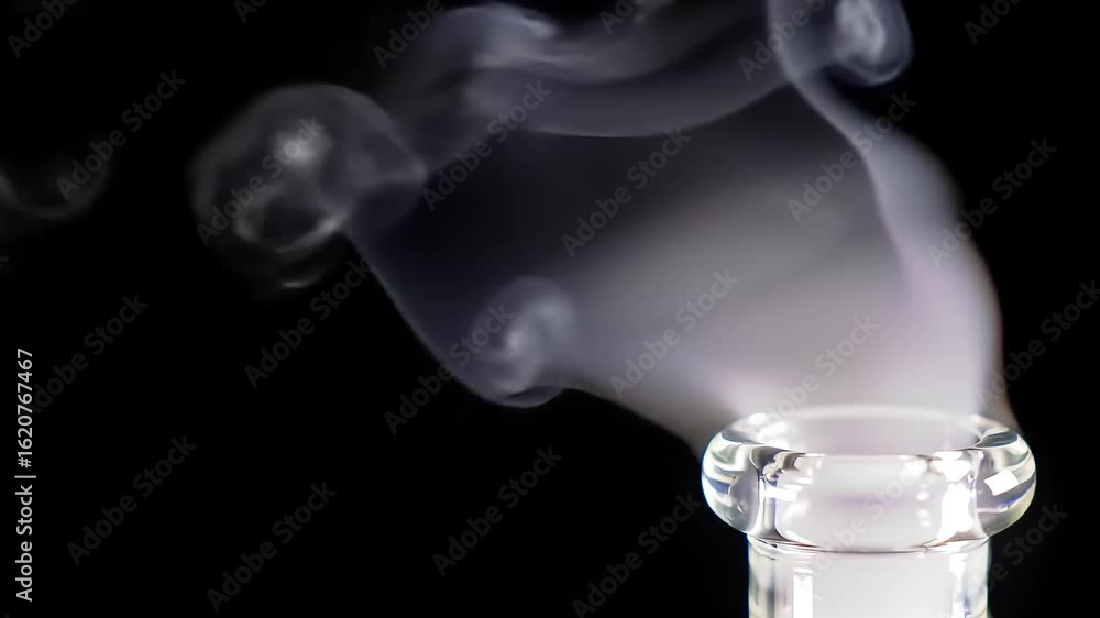 Poster a mesmerizing display of smoke and glass, creating an abstract and serene atmosphere of elegance and
