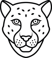 jaguar head icon outline vector illustration on transparent background