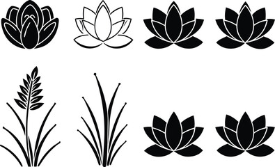 Obraz premium Plants and Flowers Icon Set for Creative Design. Modern Plants and Flowers Icon Set for Digital Artwork. High Quality Plants and Flowers Icon Set for Branding. Plants and Flowers Icon Set for Web