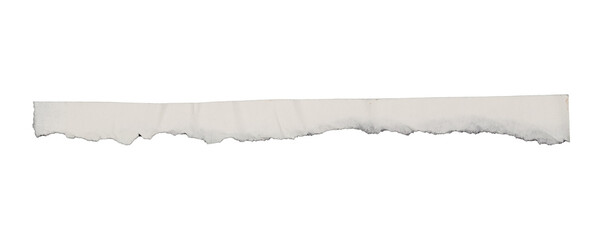 Fototapeta premium hand torn white paper strip with burnt edges isolated on background, PNG