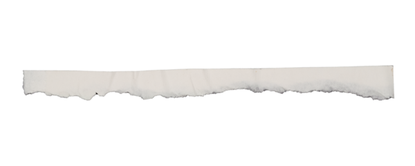 hand torn white paper strip with burnt edges isolated on background, PNG