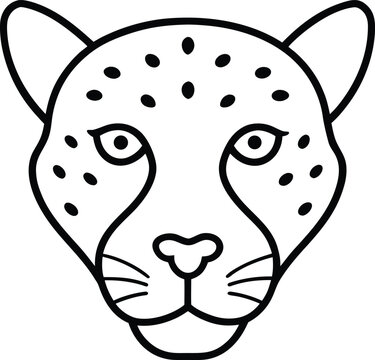 leopard head icon outline vector illustration on transparent background