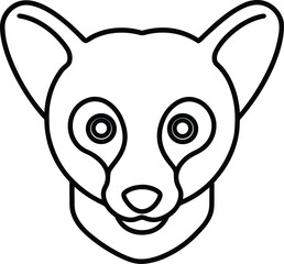 lemur head icon outline vector illustration on transparent background
