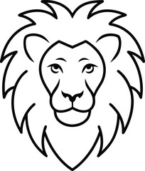 lion head icon outline vector illustration on transparent background