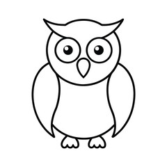 outline owl with big eyes cartoon 